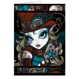 Steampunkの天使のフクロウのよく知られた宝石の妖精の芸術