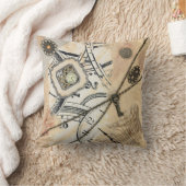 Steampunkの抽象的な時計及び主ベージュ装飾用クッション クッション (ブランケット)