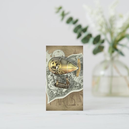 Steampunkの操縦出来る空気旅行のプロフィールカード 名刺 (スタンド正面)