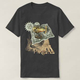 Steampunkの操縦出来る空気旅行のTシャツ Tシャツ