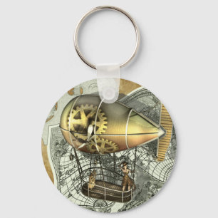 Steampunkの操縦出来る空気旅行Keychain キーホルダー