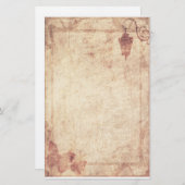 Steampunkの文房具-街灯柱および蝶 便箋 (正面/裏面)