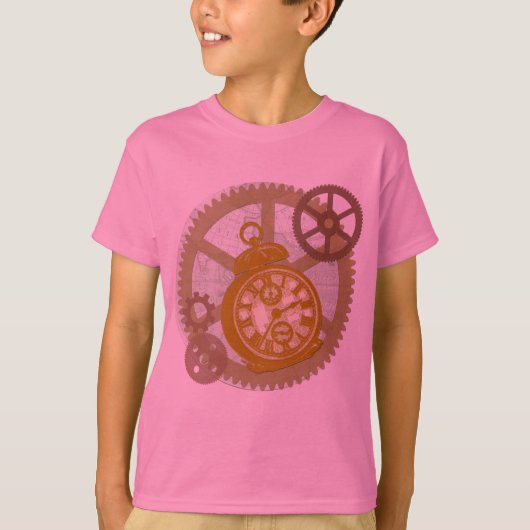 Steampunkの時計およびギア Tシャツ (正面)