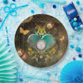 Steampunkの時計とのすばらしいハート ペーパープレート (パーティー)