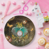 Steampunkの時計とのすばらしいハート ペーパープレート (パーティー)