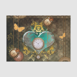 Steampunkの時計とのすばらしいハート 薄葉紙