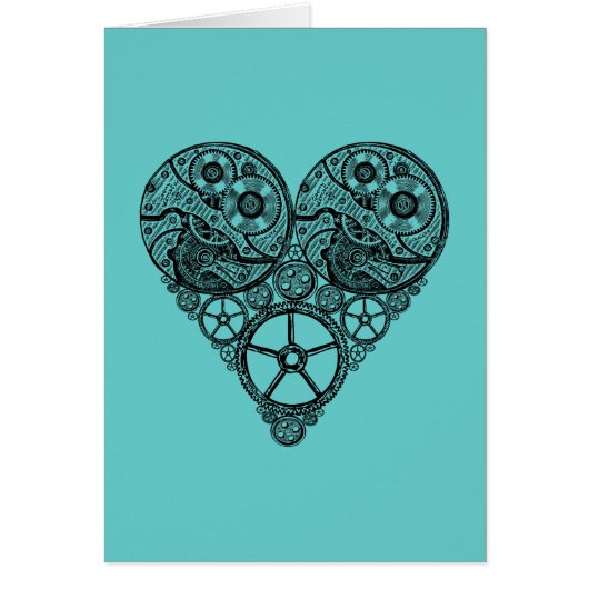 Steampunkの時計の仕事およびギアのハート (正面)