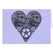 Steampunkの時計の仕事およびギアのハート (正面横)