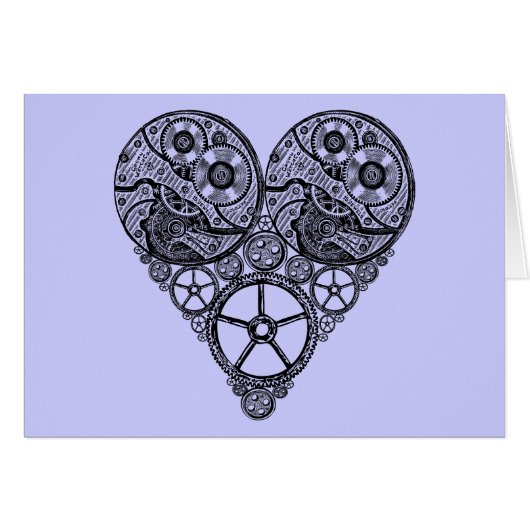 Steampunkの時計の仕事およびギアのハート (正面横)