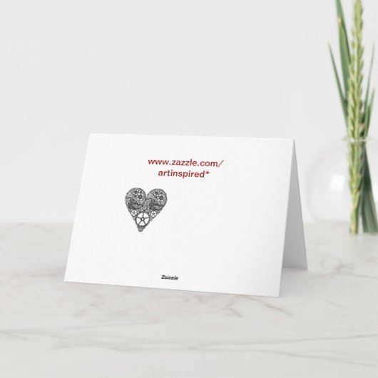 Steampunkの時計の仕事およびギアのハート シーズンカード (裏面)