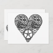 Steampunkの時計の仕事およびギアのハート ポストカード (正面/裏面)