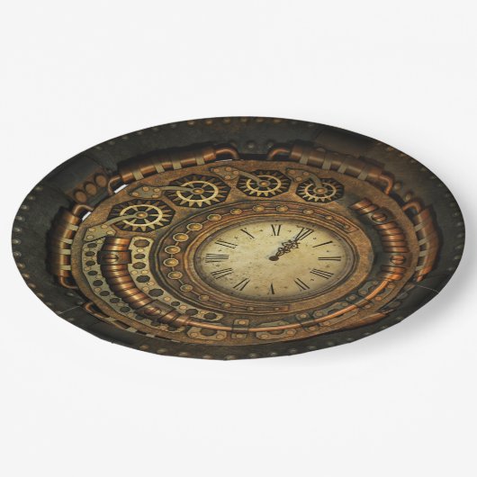 Steampunkの時計の使い捨て可能な紙皿 ペーパープレート (アングル)