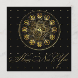 Steampunkの時計の大晦日のパーティの招待状 招待状