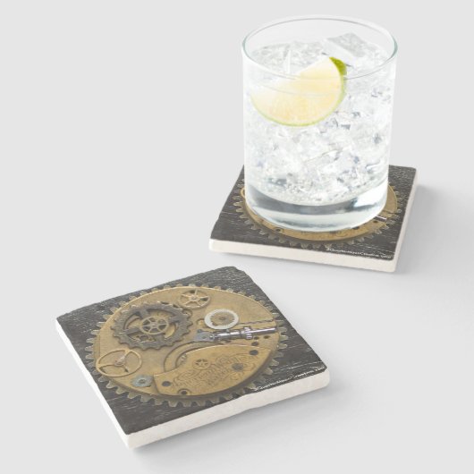 Steampunkの時計の飲み物のコースター、サイエンスフィクション ストーンコースター (横)