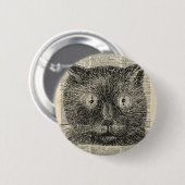 Steampunkの時計は辞書のページ上の猫を注目します 缶バッジ (正面&裏面)