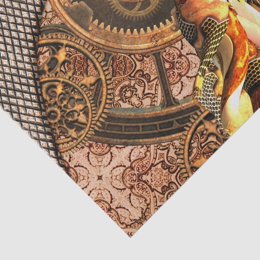 Steampunkの時計を持つ美しい蒸気の女性 薄葉紙 (詳細)