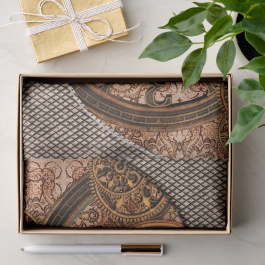 Steampunkの時計を持つ美しい蒸気の女性 薄葉紙 (ギフト)