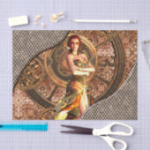 Steampunkの時計を持つ美しい蒸気の女性 薄葉紙 (クラフト)