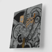Steampunkの機械類 スクエア壁時計 (傾斜)