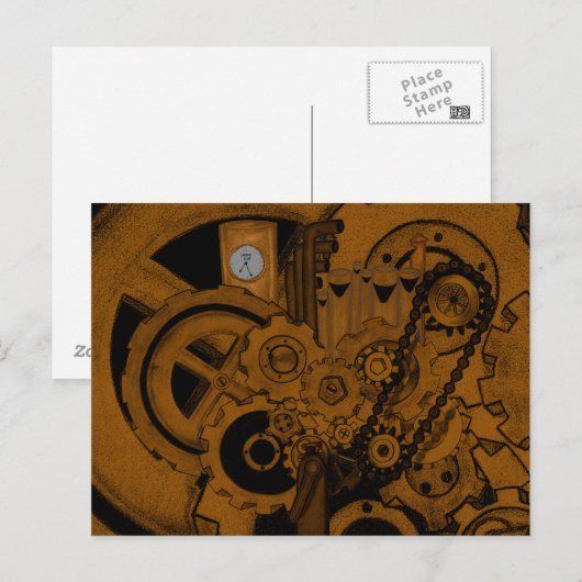 Steampunkの機械類(銅) ポストカード (正面/裏面)