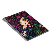 Steampunkの熱気の気球の女の子のファンタジーの芸術 ノートブック (右側)