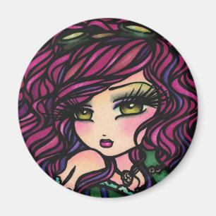 Steampunkの熱気の気球の女の子のファンタジーの芸術 マグネット