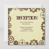 Steampunkの熱気の気球の結婚式のテンプレート 招待状 (裏面)