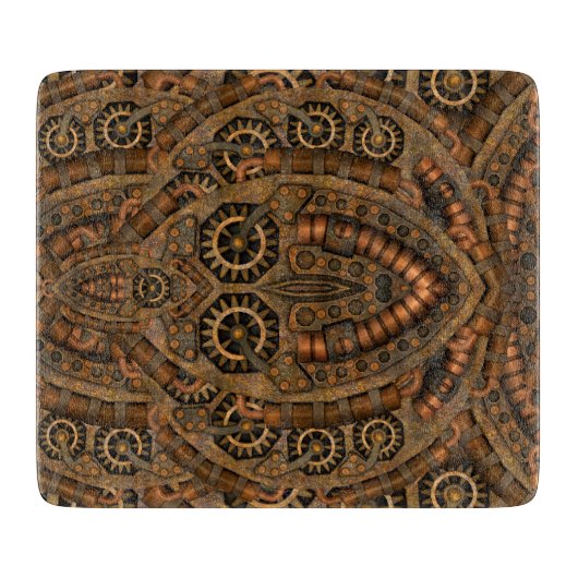 Steampunkの産業ヴィンテージの時計仕掛け カッティングボード (正面)