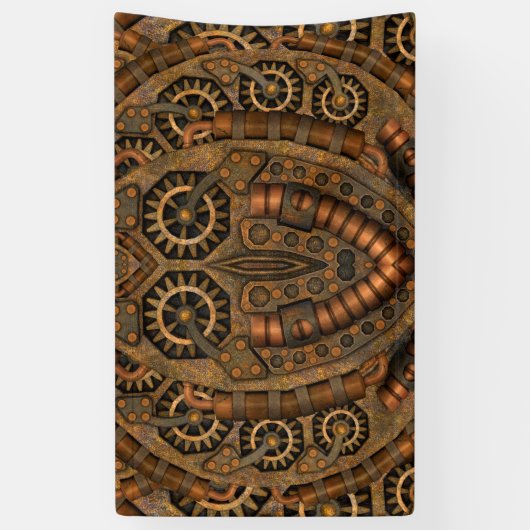 Steampunkの産業ヴィンテージの時計仕掛け 横断幕 (縦)