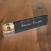 Steampunkの素晴らしいsteampunkの馬 デスクネームプレート (側面)