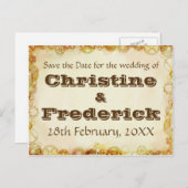Steampunkの結婚式は、日付の郵便はがきを救います 案内ポストカード (正面/裏面)