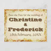 Steampunkの結婚式は、日付の郵便はがきを救います 案内ポストカード (正面)