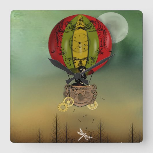 Steampunkの芸術の柱時計 スクエア壁時計 (正面)