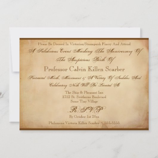 Steampunkの誕生会 招待状 (裏面)