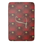 Steampunkの赤いクッションパターン金ゴールドのギア バスマット (正面縦)