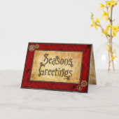 Steampunkの赤のビクトリア時代の人 カード (黄色い花)