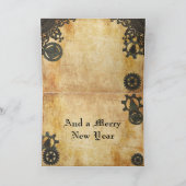 Steampunkの重い青銅色のクリスマス シーズンカード (内部)