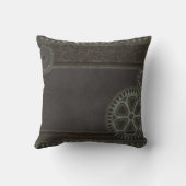 Steampunkの重金属のコグおよびボルト枕 クッション (裏面)