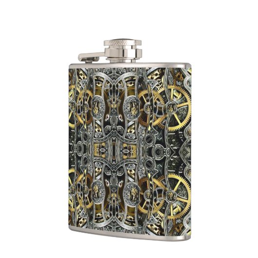 Steampunkの金属のギア フラスク (左)