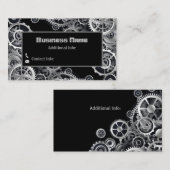 Steampunkの銀製のギア3 名刺 (正面/裏面)
