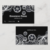 Steampunkの銀製のギア5 名刺 (正面/裏面)