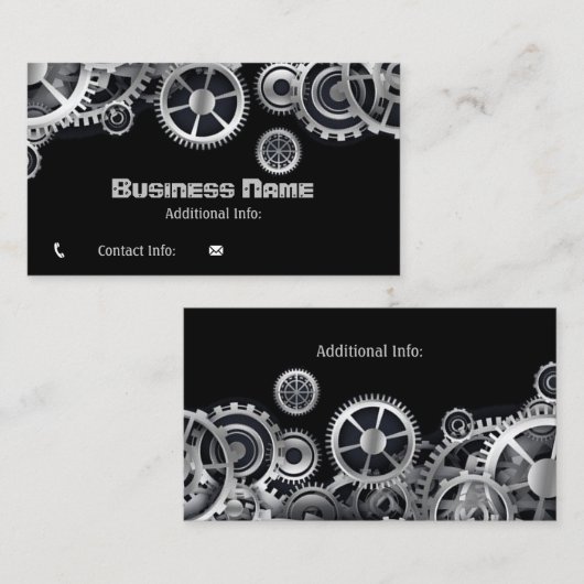 Steampunkの銀製のギア5 名刺 (正面/裏面)