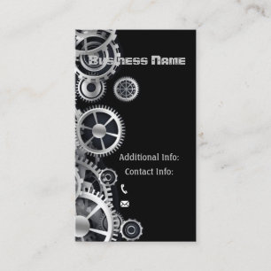 Steampunkの銀製のギア6 名刺