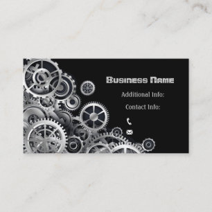Steampunkの銀製のギア 名刺
