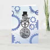 Steampunkの雪だるまのGearryのクリスマスカード シーズンカード (正面)