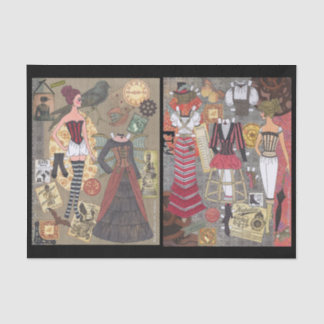 Steampunkの風変わりなペーパー人形の芸術のティッシュペーパー 薄葉紙