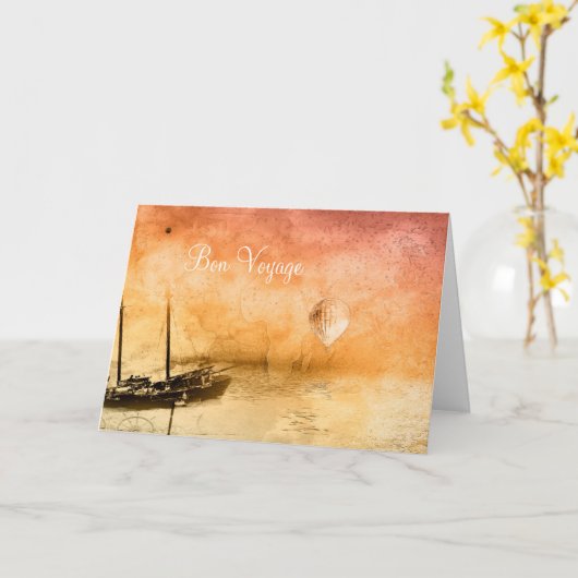 Steampunkの餞別の引用文の挨拶状 カード (黄色い花)