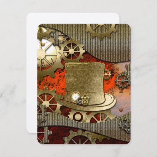 Steampunkの魔法使いのすばらしい帽子 招待状 (正面/裏面)