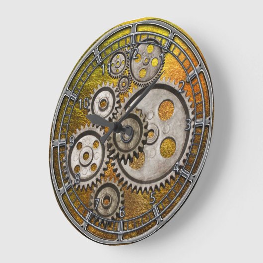 steampunkはコグエンジンのヴィンテージ機械時計を連動させます ラージ壁時計 (傾斜)