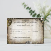 Steampunkはビクトリアンな結婚RSVPの応答を連動させます 出欠カード (スタンド正面)